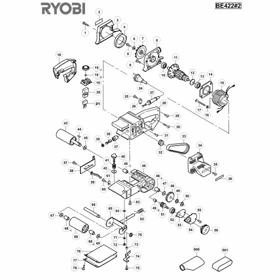 Ryobi BE422 Spare Parts List Type: 1000018210